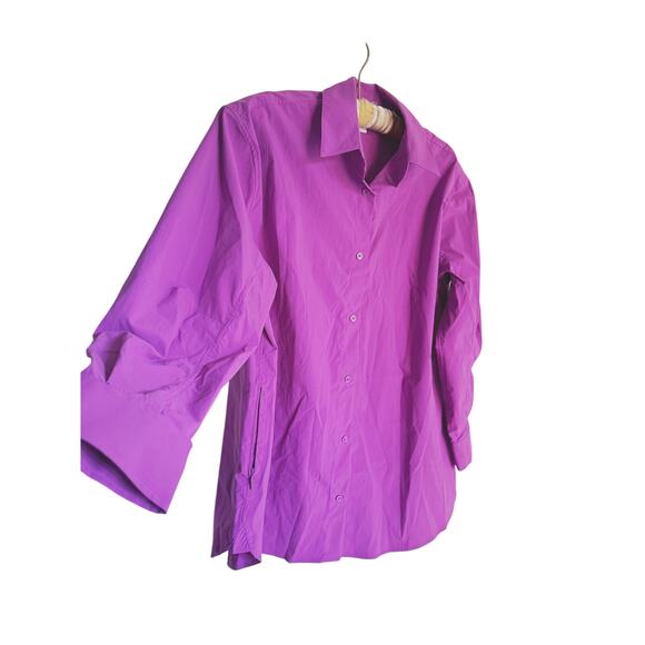 Athleta Performance Oversized Poplin Button-Up Shirt Jazzy Purple Medium Casual - Picture 9 of 9